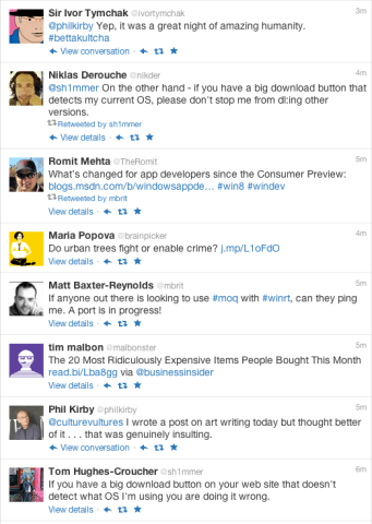 Twitter timeline of humans