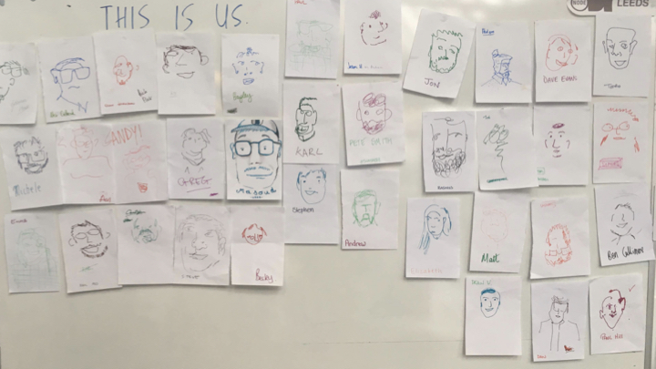 Sketches of designers' faces