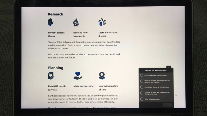 National data opt out page on the NHS website