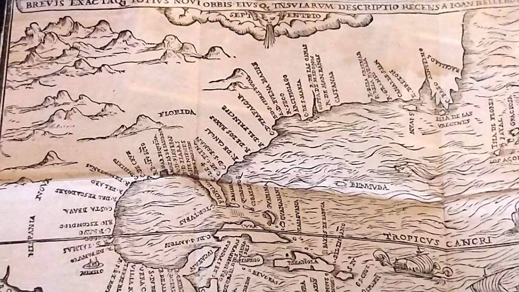 Section of a 17th Century map of Florida and the American east coast